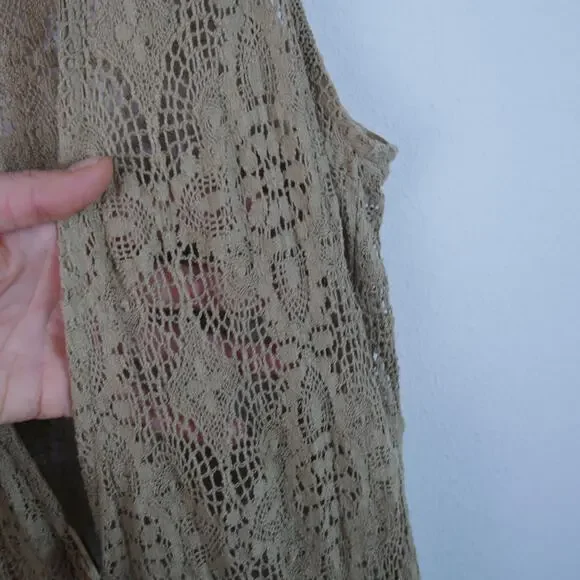 Vintage S M Lace Vest Longline Duster Shabby Chic Boho Hippy Festival Romantic - Picture 7 of 11